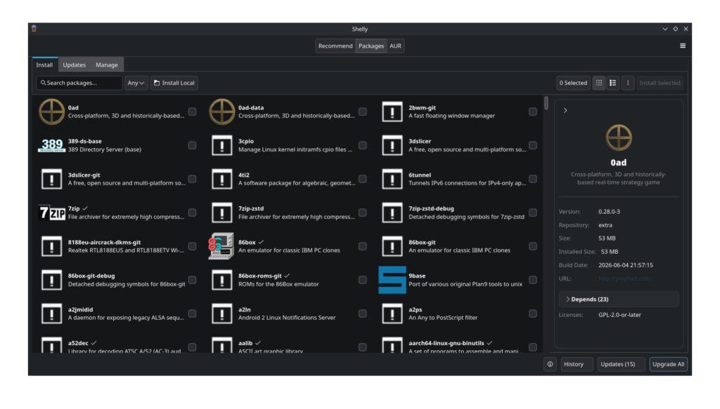 Shelly Graphical Package Manager
